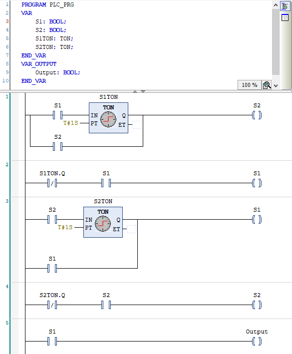 Sample ladder logic diagram